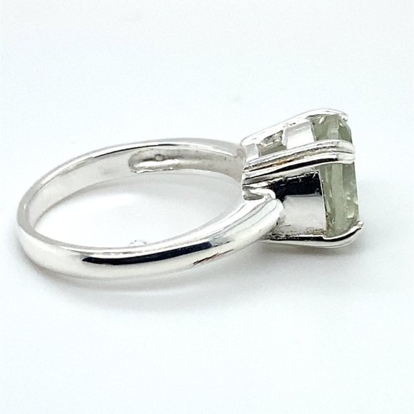 Green Amethyst 3.40ct Platinum Finish Solid 925 Sterling Silver Ring - Picture 4 of 6